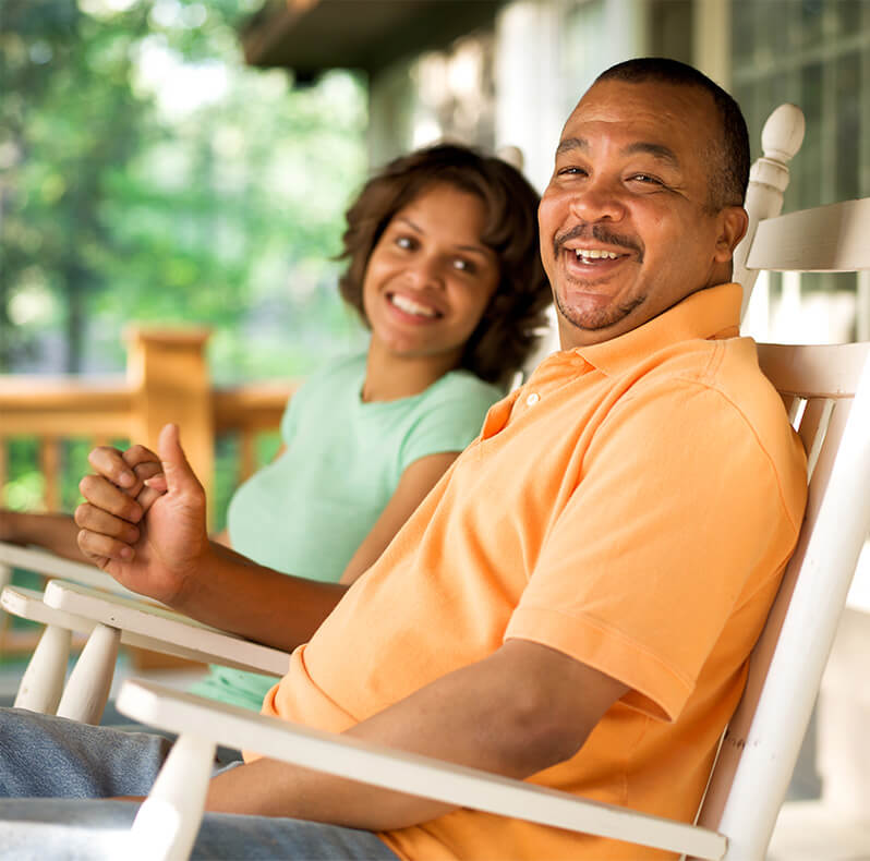 Residents enjoying their porch in the community